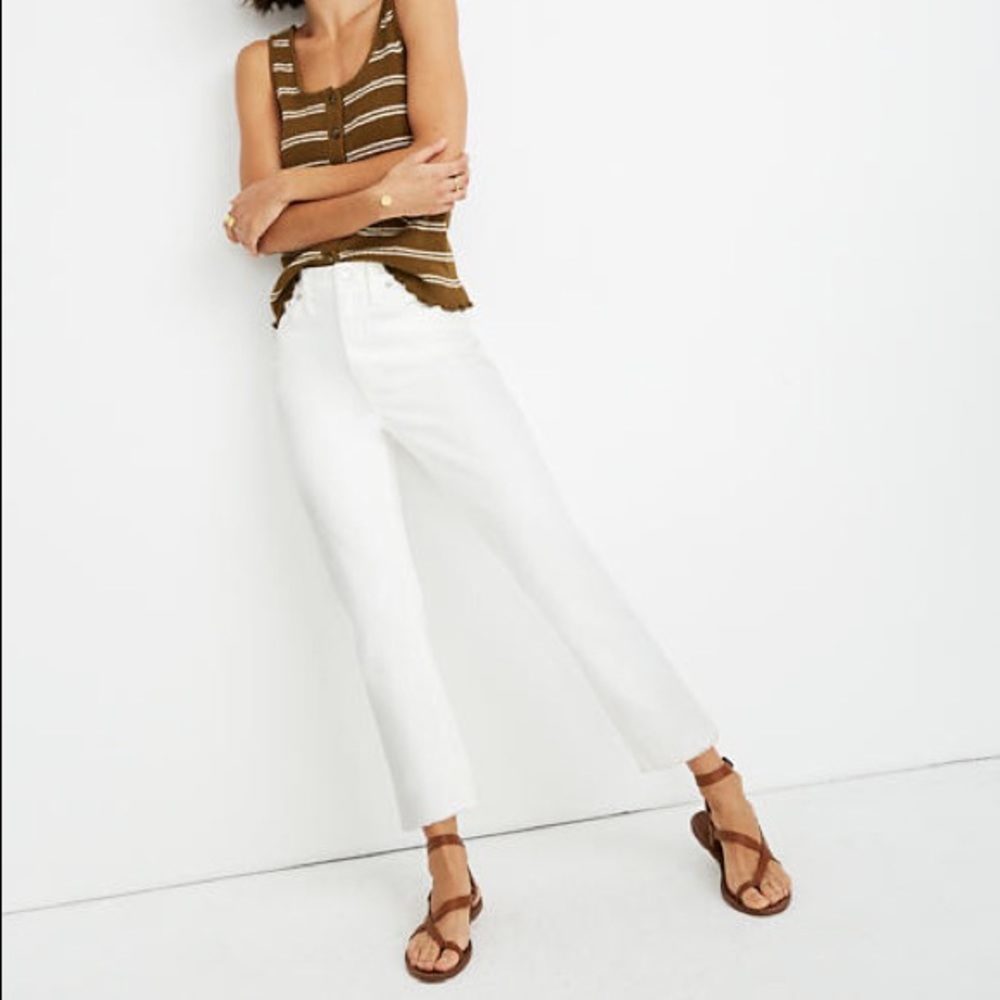 NWT Madewell White High Rise Raw Boyfriend Jeans